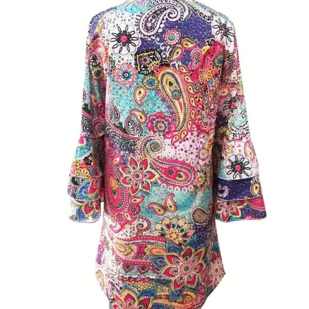 NEW! Beach Swimsuit Coverup Sz 8/10 - VIBRANT COLORS - Picture 2 of 2